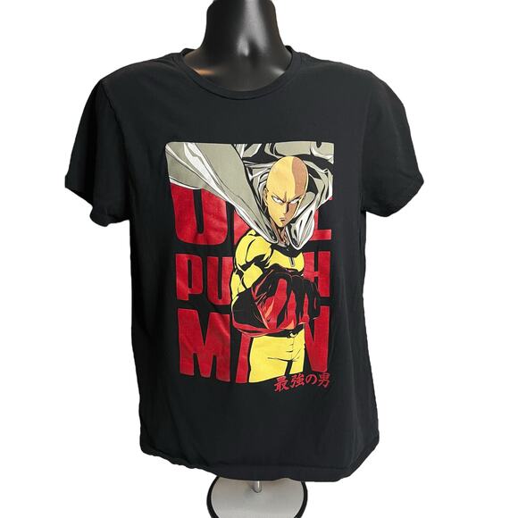 One Punch Man T-Shirt | Saitama Graphic Black Anime Tee | Fist Pose | Size Large - Picture 1 of 8